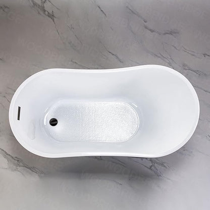 WOODBRIDGE 54" Freestanding White Acylic Soaking Bathtub with Matte Black Drain and Overflow,Black,B1807-MB