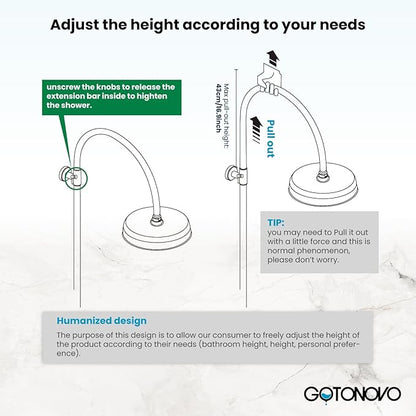 gotonovo Exposed Bathroom Shower System Classic Shower Kit 8 Inch Luxurious Rainfall Shower Head Handheld Spray Tub Filler Brass Pipe 3-Function Wall Mount Double Cross Knobs Antique Brass