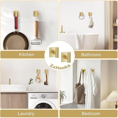 TURS 5-Pieces Brushed Gold Bathroom Hardware Set 23.6 Inch SUS304 Stainless Steel Towel Bar Set Wall Mounted Bathroom Accessories Set
