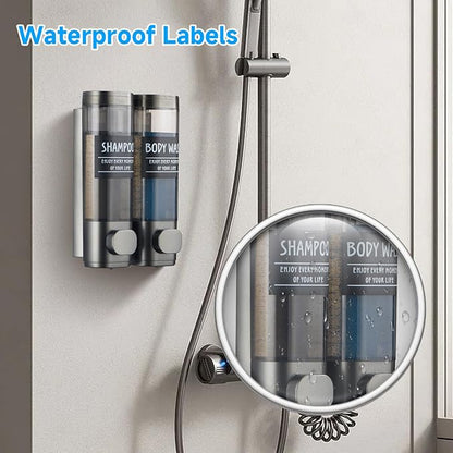 Shampoo and Conditioner Dispenser,GlintGath Shower Dispenser 2 Chamber No Drill Shampoo Dispenser for Shower Wall Mounted Shower Soap Dispenser for Bathroom Hotel,2 * 300ML,Gun Gray