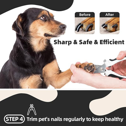 Dog Brush for Shedding, 7 PCS Dog Grooming Brush Kit, Undercoat Rake, Slicker Brush, Deshedding Comb, Bath Brush, Nail Clipper for Long & Short Haired Dogs & Cats, Black