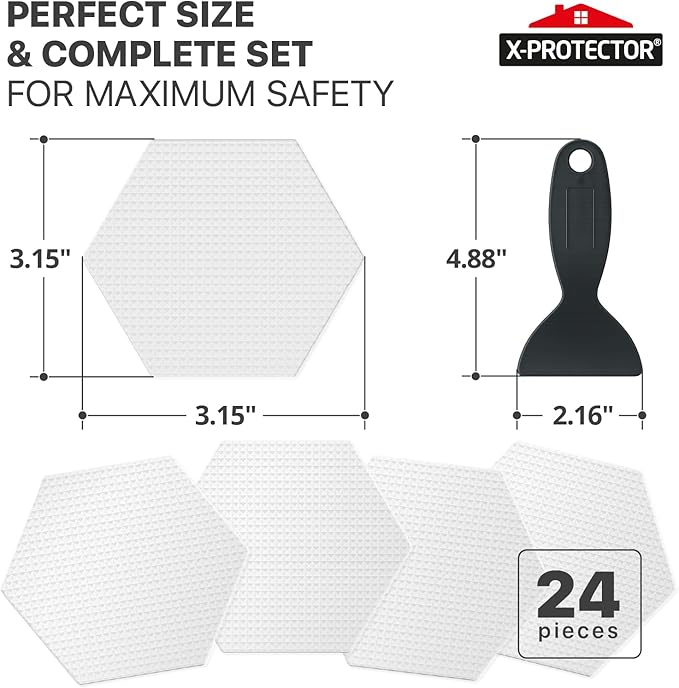 X-Protector Bathtub Non Slip Stickers - 24 PCS Pack 3.15" - Clear Anti Slip Shower Stickers - Premium Shower Adhesive Strips - Self Adhesive Bathtub Non Slip Decals - Prevent Unexpected Slipping!