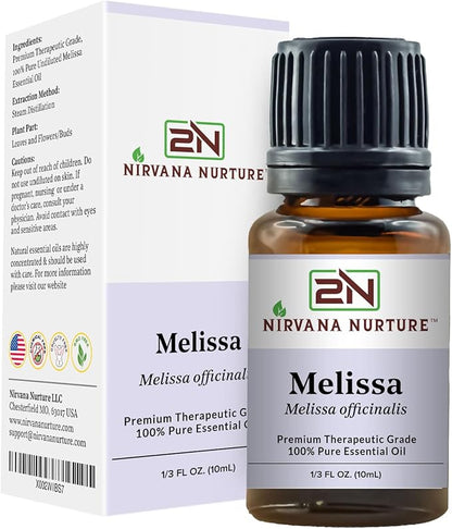 Melissa Essential Oil 100% Pure Premium Therapeutic Grade, Undiluted - Aromatherapy Diffuser for Calm and Relaxation, Skin Care, Hair Care