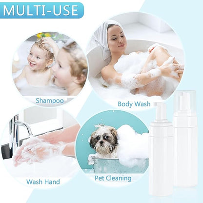 Foam Pump Bottle 150ml/5 oz Empty Plastic Foam Dispenser Pump Bottle Travel Large Refillable BPA Free Lotion Bottles for Shampoo Shower Hand Soap Foaming (6 Pack) White