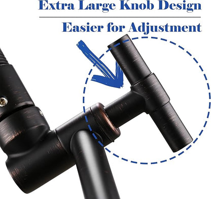 Oil Rubbed Bronze Shower Arm Extension - 13'' Height & Range Adjustable, Locking Nuts, Universal Connector