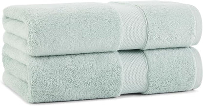 Aston & Arden Egyptian Bath Towels - Pack of 2 - Oversized Ultra Soft Thick & Absorbent, 100% Ringspun Egyptian Cotton Bathroom Towel for Spa, Hotel, 600 GSM, 30 x 54 in, Green