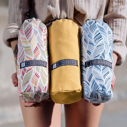 BAY LAUREL Turkish Beach Towel with Travel Bag 39 x 71 Quick Dry Sand Free Lightweight Large Oversized Towels Light - Pack of 4 (Pack of 4 - Dark Blue with Yellow Floral)