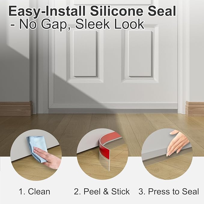 Heavy-Duty 20 ft x 2 in Weather Stripping, Door Draft Stopper Silicone Seal Strip for House and Glass Shower Doors for Collision and Side Gaps of Door and Windows, Clear
