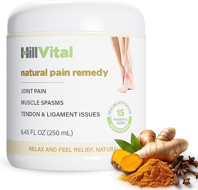 HillVital Joint and Muscle Support – Sore Muscle Relief, Comfort Balm for Aching Joints, Neck, Hands, Feet, Back, Non Greasy Body Rub Sore Muscles Cream, Strong Topical Mixture for Pain Complaints