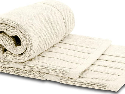 White Classic Luxury Bath Mat Floor Towel Set - Absorbent Cotton Hotel Spa Shower/Bathtub Mats [Not a Bathroom Rug] 22"x34" | 2 Pack | Ivory