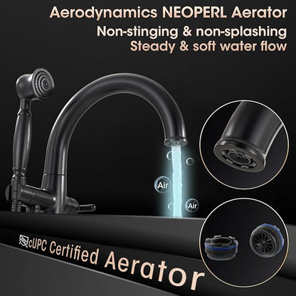Freestanding Bathtub Faucet Matte Black Floor Mount Tub Faucets High Flow Max 6.6GPM/60PSI Vintage Hand Shower&Swivel Spout