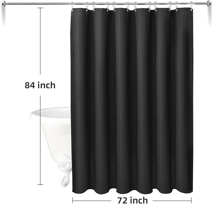 LaCyan 3 in 1 Waterproof Waffle Weave Shower Curtain and Clear Liner Set with 12 Stainless Steel Hooks Double Sided for Bathroom 72 Inches Heavy Duty Polyester Fabric Shower Curtains 72x84