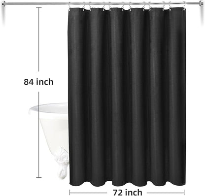 LaCyan 3 in 1 Waterproof Waffle Weave Shower Curtain and Clear Liner Set with 12 Stainless Steel Hooks Double Sided for Bathroom 72 Inches Heavy Duty Polyester Fabric Shower Curtains 72x84