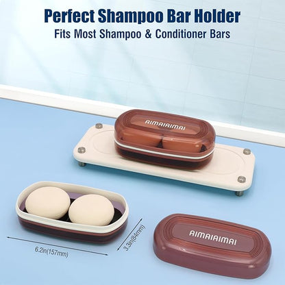 Shampoo Bar Holder Travel Case for Two Bars – Compatible with Kitsch Solid Shampoo & Conditioner Bars, Large Soap Container for Bathroom or Travel (1 Pack, Red Style A-Large)