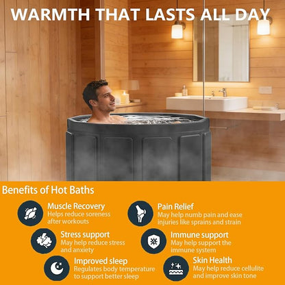 Portable Bath Tub for Adult, Foldable Soaking Bathtub for Hot SPA&Ice Bath, Foldable Small Bathtub Collapsible Tub for Bathing, Quick Setup No Installation Space-Saving Storage (black, 25.6X31.5 IN)