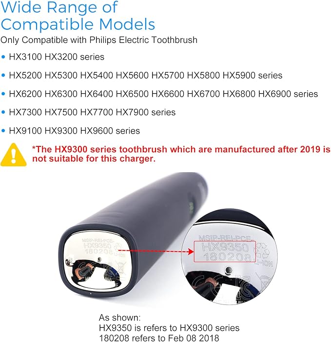 Charger Base Compatible with Philips Sonicare Electric Toothbrush HX5100/C Charging Base, for HX3000 HX5000 HX6000 HX7000 HX8000 HX9000 Series Toothbrush