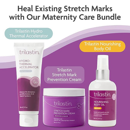 TriLASTIN Maternity Stretch Mark Cream - Hypoallergenic Pregnancy Safe Skin Care - Silicone Scar Cream for Stretch Mark Prevention - Shea Butter Belly Butter Hydration - 4 Oz, Pack of 3