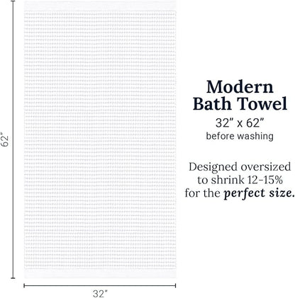 GILDEN TREE Waffle Towels for Bathroom Luxury 100% Cotton Bath Towels, Quick Dry Towel, Thin Super Absorbent Lint Free Shower Towels, Bath Towels Set of 2, Modern Style (White)