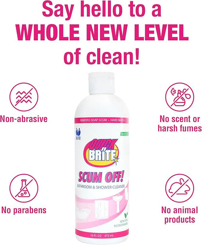 Quick 'n Brite Scum Off Shower Cleaner - No Scrub, No Harsh Chemical Daily Shower Cleaner, Multi-Surface All-Purpose Cleaner 64 Oz (Packaging May Vary)