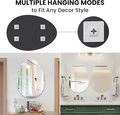 VASUHOME Drop Frameless Bathroom Mirror, 24 x 32 Inch Wall Vanity Mirror, Large Wall Mounted Mirrors for Bathroom, Living Room, Bedroom