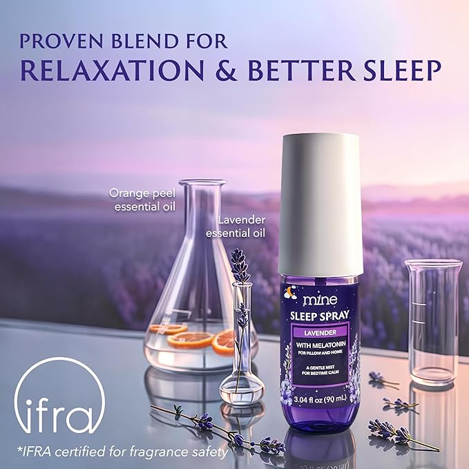 Lavender Sleep Spray with Melatonin - Stocking Stuffers for Teen Girls and Women – Natural Pillow Mist for Relaxing Sleep, Calming Bed Spray for Adults