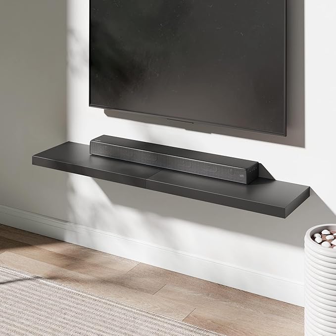 Floating Shelf, Set of 3 Wall Shelf, 30 in W x 12.75 in D x 2 in H Wooden Floating Wall Shelf with Invisible Brackets for Living Room/Bedroom/Bathroom/Kitchen Storage and Decor, Black