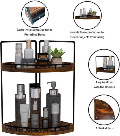 Dorhors 2-Tier Bathroom Counter Organizer,Vanity Counter Corner Shelf, Skincare, Wood Countertop Bathroom Storage and Organization for Kitchen