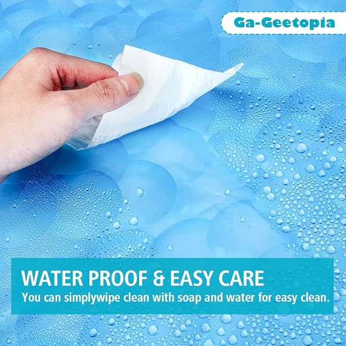 Ga-Geetopia Narrow Size Blue Pearl 3D EVA Stall Shower Curtain Liner, 36x72 Inch Light Weight Plastic Bathroom Shower Curtain with Rustproof Metal Grommets, Magnets for Small Shower Stall, Bathtubs