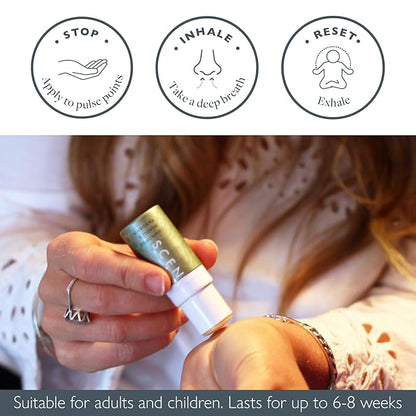 Scentered Aromatherapy Stress Relief Balm Stick - De Stress Essential Oil Roll On Calm Carry for Relaxation - Natural Stress Reliever - Chamomile, Rosemary - Self-Care Stocking Stuffers for Women