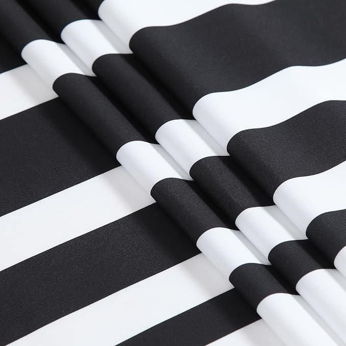 Black and White Striped Shower Curtain 72x72 Inches, Waterproof Fabric with Modern Gradient Lines, 12 Rustproof Grommets & Weighted Hem