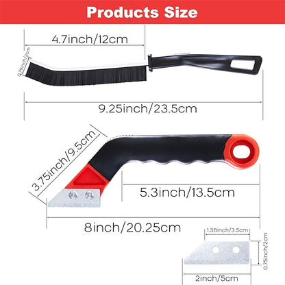 Grout Removal Tool Kit - 10-Piece Gifts for Men, Dad | 2 Scrapers, 6 Blades & 2 Brushes for Tile Grout Scraper & Cleaning, Bathroom, Kitchen, Floor Tiles - Durable & Easy to Use