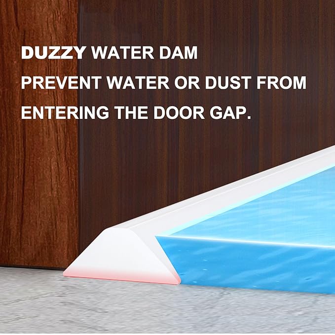 Duzzy 75 Inch Collapsible Shower Water Dam, Shower Threshold Water Stopper Barrier and Retention System and Keeps Water Inside Threshold Dry and Wet Separation, Suitable for Bathroom & Kitchen