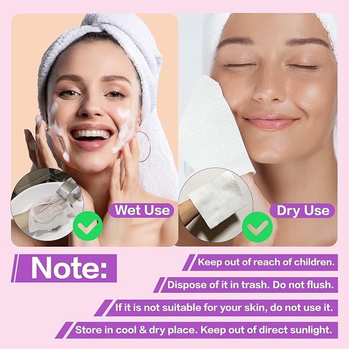 Vinda Ultra – Soft Disposable Face Towels – Extra Large，30 Count – Thick 100% Rayon Fabric Dry Wipes for Sensitive Skin & Makeup Removal