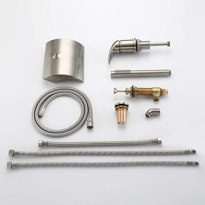 sumerain Waterfall Roman Tub Faucet with Diverter Brushed Nickel, High Flow Waterfall Spout