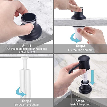 SAMODRA Kitchen Soap Dispenser Refill from The Top Countertop Kitchen Bathroom Soap Dispenser with 12 OZ Bottle