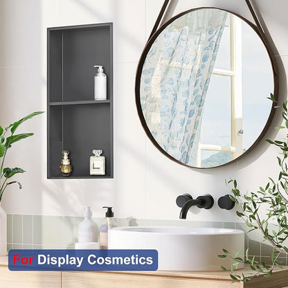 Shower Niche, Stainless Steel Elegant Bathroom Niche, No Tile Needed Recessed Shower Shelf Organizer for Storage