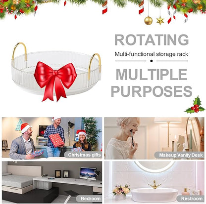 360° Rotating Makeup Organizer, Bathroom Make Up Spinning Holder Rack, Large Capacity Cosmetics Storage Vanity Shelf Countertop, Fits Cosmetics, Perfume, Skincare, Lipsticks(1 Tier, Clear)