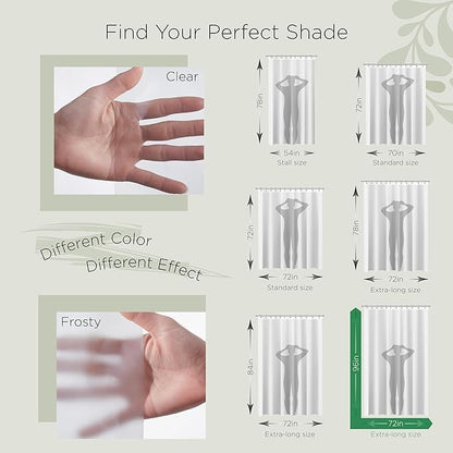 Stitch & Stone Shower Curtain Liner, Premium Medium Weight Durable Waterproof 6g PEVA for Bathroom with Weighted Magnets, Extra Long 72" x 96", Clear 1 Pack