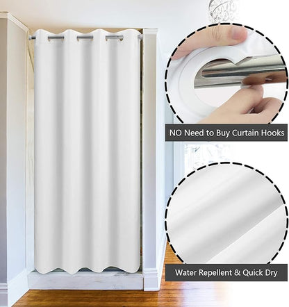 River Dream Stall Size Fabric Shower Curtain No Hooks or Liner Needed - Soft Shower Stall Curtain 54" x 78" Hotel Grade, Waterproof & Machine Washable, White, 54x80