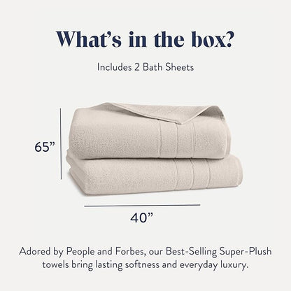 Brooklinen Super-Plush Turkish Cotton Bath Sheets - Set of 2 - Cotton, 820 GSM, Highly Absorbent, Machine Washable, Perfect for Home & Bathroom (40" x 65", Driftwood)