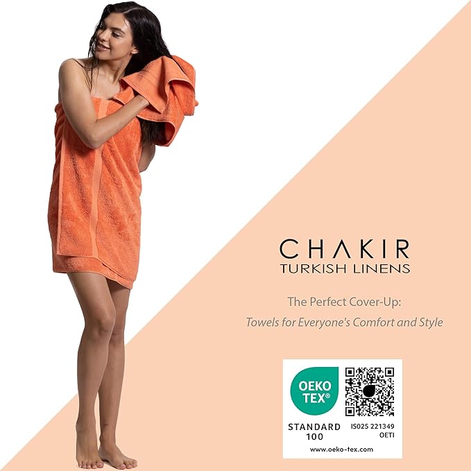 Chakir Turkish Linens | Hotel & Spa Quality 100% Cotton Premium Turkish Towels | Soft & Absorbent (8-Piece Towel Sets, Coral)