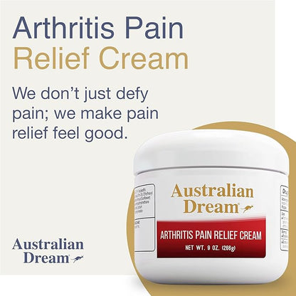 Australian Dream Arthritis Pain Relief Cream - Soothing & Non-Greasy - Powerful Topical Arthritis Pain Relief - Good for Muscle Aches or Joints - 9 oz Jar