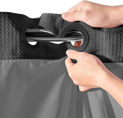 River Dream Heavyweight No Hooks Required Dotted Waffle Weave Shower Curtain with Snap in Liner -Stall 54W x 80H,Hotel Grade,Spa Like Bath Curtain,Graphite Grey