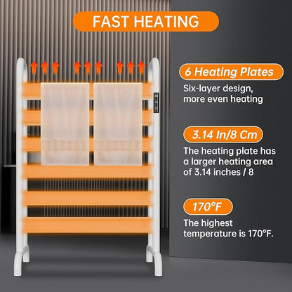 Towel Warmer Rack, Electric Heated Towel Rack for Bathroom, Freestanding Adjustable Temperature 110–170°F with Timer & Overheat Protection, Large Aluminum Towel Heater, 12 Fast Heating Bars
