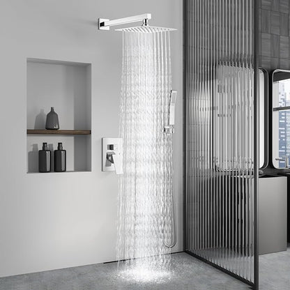 Aolemi Shower Faucet Set Rain Shower System with Handheld Spray Bathroom Shower Combo Rough-in Valve and Shower Trim Kit Included Polish Chrome 8 Inch Wall Mount Shower Head