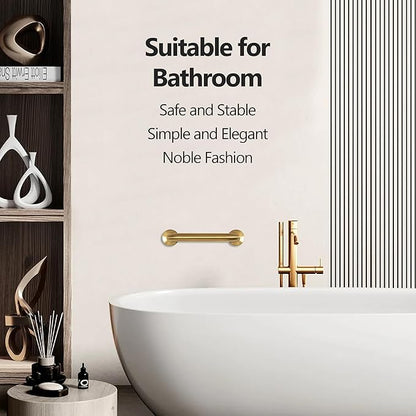 Shower Grab Bar, 2 Pack 16 Inch Gold Bathroom Safety Bar, 1.25" Diameter 304 Stainless Steel Grab Bars for Bathtubs and Showers, Handicap Shower Grab Bar for Seniors Elderly