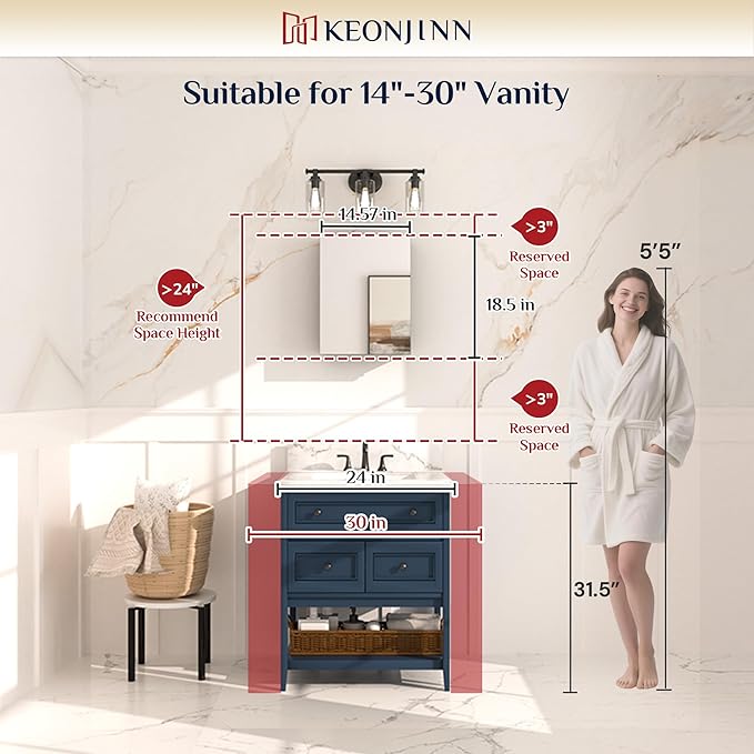 Keonjinn Small Black Medicine Cabinet 14.5 x 18.5 Inch, Assembly Needed, One Shelf Only, Bathroom Mirrored Medicine Cabinet, Lightweight, Freely Adjustable Shelves, Recessed or Wall Mount