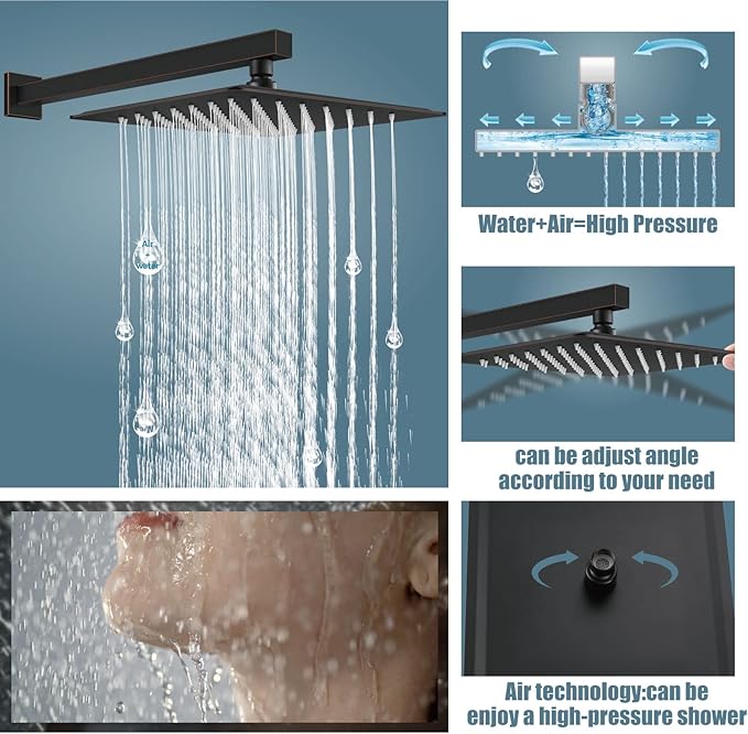 Aolemi Shower Faucet Set Rain Shower System with Handheld Spray Bathroom Shower Combo Rough-in Valve and Shower Trim Kit Included Oil Rubbed Bronze 10 Inch Wall Mount Shower Head