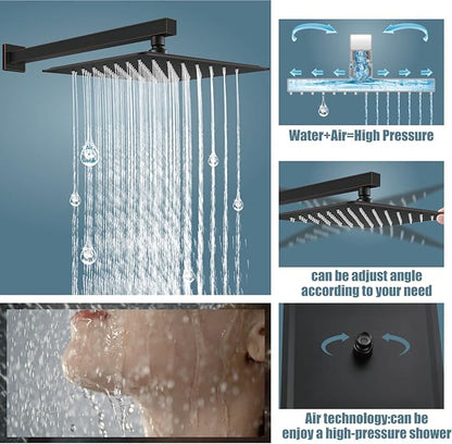 Aolemi Shower Faucet Set Rain Shower System with Handheld Spray Bathroom Shower Combo Rough-in Valve and Shower Trim Kit Included Oil Rubbed Bronze 12 Inch Wall Mount Shower Head