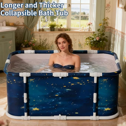 Portable Foldable Ice Bath Tub, Large Portable Soaking Bath Tub for Home Outdoors Gyms (Cosmic Planets)